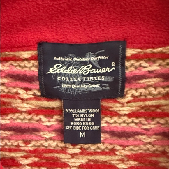 Women’s Eddie Bauer Collectibles Lamb Wool Cardigan size medium Cabincore Cozy - Picture 3 of 6